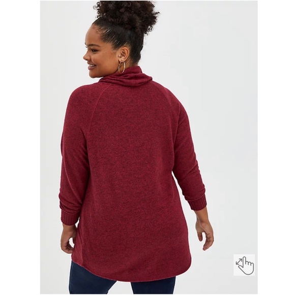 NEW Torrid 4 Super Soft Plush Dark Red Cowl Neck Tunic - Picture 3 of 8